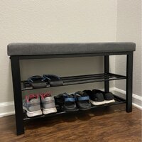 Neatfreak upholstered discount shoe storage bench